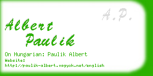 albert paulik business card